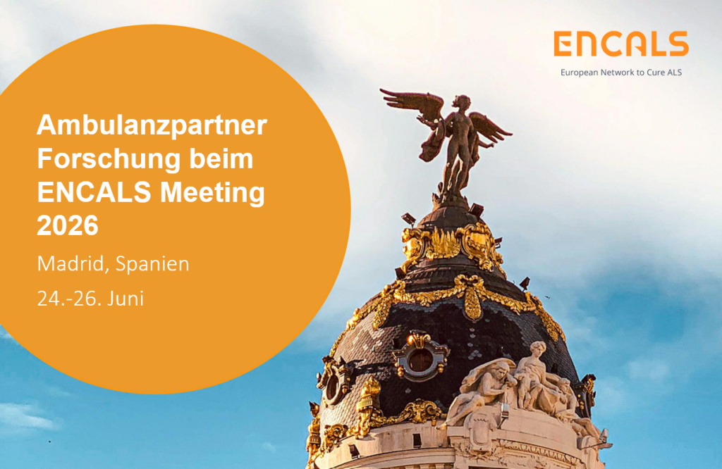 Promotional banner for ENCALS Meeting 2026 in Madrid, Spain (24–26 June), with an orange circle and the ENCALS logo.